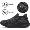 image:imageSHULOOK Womens Slip on Walking Shoes Comfort Lightweight Breathable Sock Shoe NonSlip Mesh Casual Fashion Tennis Running Sneakers Black Grey 8