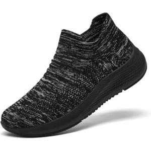 image:imageSHULOOK Womens Slip on Walking Shoes Comfort Lightweight Breathable Sock Shoe NonSlip Mesh Casual Fashion Tennis Running Sneakers Black Grey 8