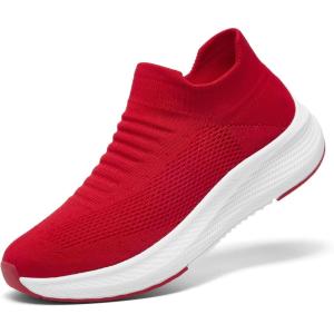 image:imageSHULOOK Womens Slip on Walking Shoes Comfort Lightweight Breathable Sock Shoe NonSlip Mesh Casual Fashion Tennis Running SneakersRed