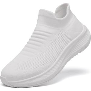 image:imageSHULOOK Womens Slip on Walking Shoes Comfort Lightweight Breathable Sock Shoe NonSlip Mesh Casual Fashion Tennis Running SneakersWhite