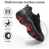 image:imageSHULOOK Mens Waterproof Hiking Shoes Lightweight Anti Slip Outdoor Ankle Boots Breathable Hike Trekking Trails ShoeBlackRed