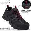 image:imageSHULOOK Mens Waterproof Hiking Shoes Lightweight Anti Slip Outdoor Ankle Boots Breathable Hike Trekking Trails ShoeBlackRed02