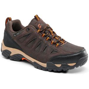 image:imageSHULOOK Mens Waterproof Hiking Shoes Lightweight Anti Slip Outdoor Ankle Boots Breathable Hike Trekking Trails ShoeBrownOrange