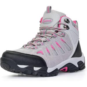 image:imageSHULOOK Womens Hiking Boots Waterproof Lightweight Outdoor Trekking Camping Hiking ShoesGrey Pink
