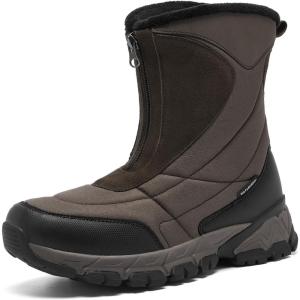 image:imageSHULOOK Womens Winter Snow Boots Warm Fur Lined Waterproof Nonslip Zipper Insulated MidCalf BootsBrown