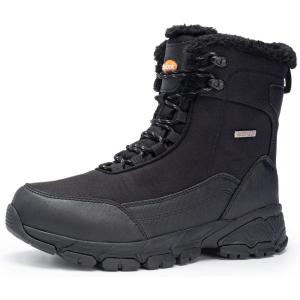 image:imageSHULOOK Mens Snow Boots Waterproof Warm Fur Lined Winter Hiking Boot Nonslip Outdoor Ankle Hightop Shoes Work Hiker Trekking TrailBlack