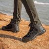 image:imageSHULOOK Mens Waterproof Hiking Boots NonSlip Lightweight Mid Top Ankle Boot Breathable Hiker Trekking ShoesBlack Grey