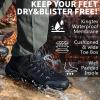 image:imageSHULOOK Mens Waterproof Hiking Boots NonSlip Lightweight Mid Top Ankle Boot Breathable Hiker Trekking ShoesBlack Grey