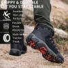 image:imageSHULOOK Mens Waterproof Hiking Boots NonSlip Lightweight Mid Top Ankle Boot Breathable Hiker Trekking ShoesBlackRed