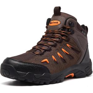 image:imageSHULOOK Mens Waterproof Hiking Boots NonSlip Lightweight Mid Top Ankle Boot Breathable Hiker Trekking ShoesBrown