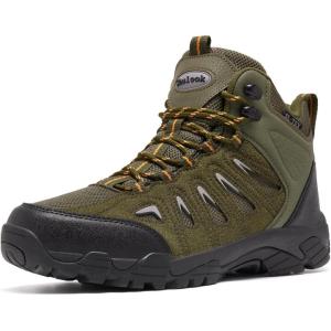 image:imageSHULOOK Mens Waterproof Hiking Boots NonSlip Lightweight Mid Top Ankle Boot Breathable Hiker Trekking ShoesGreen