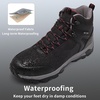 image:imageMens Waterproof Hiking Boots  Lightweight Mid Top Outdoor Boots for Camping TrekkingBlackRed
