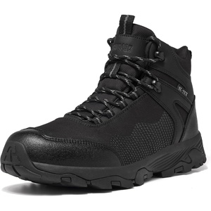 image:imageMens Waterproof Hiking Boots  Lightweight Mid Top Outdoor Boots for Camping TrekkingAll Black