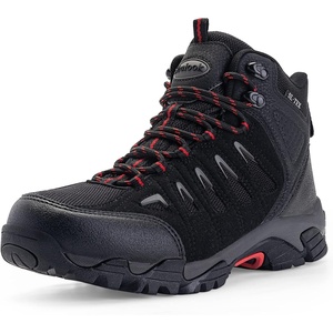 image:imageMens Waterproof Hiking Boots NonSlip Lightweight Mid Top Ankle Boot Breathable Hiker Trekking ShoesBlackRed
