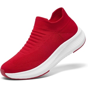 image:imageSHULOOK Womens Slip on Walking Shoes Comfort Lightweight Casual Sneakers  NonSlip Breathable Sock Work Shoes Mesh Sport Casual Fashion Tennis Running SneakersRed