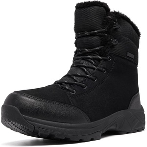 image:imageMens Snow Boots Waterproof Warm Fur Lined Winter Hiking Boot Nonslip Outdoor Ankle Hightop Shoes Work Hiker Trekking TrailBlack2