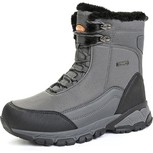 image:imageMens Snow Boots Waterproof Warm Fur Lined Winter Hiking Boot Nonslip Outdoor Ankle Hightop Shoes Work Hiker Trekking TrailGrey