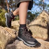 image:imageSHULOOK Mens Waterproof Hiking Boots Lightweight Mid Top Outdoor Shoes  Non Slip Traction and Ankle Support for Trekking Camping Backpacking Trail Walking and Daily AdventuresBlackRed