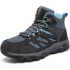 image:imageSHULOOK Womens Waterproof Hiking Boots Outdoor Trekking Camping Trail Hiking BootsGrey Blue