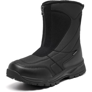 image:imageMens Winter Snow Boots Waterproof Zipper Warm Fur Lined Leather BootBlack